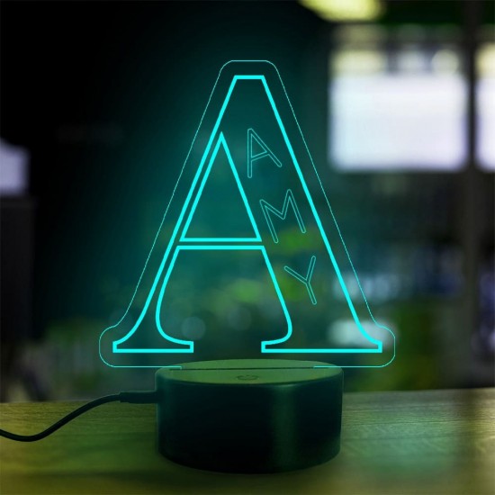 Lâmpada de nome personalizado Letra alfabética A