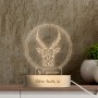 Personalizowana lampa 3D CAPRICORN SIGN z plexi z owalną drewnianą podstawą