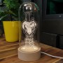 LOVE VERTICAL photo lamp on wooden LED base with glass bell